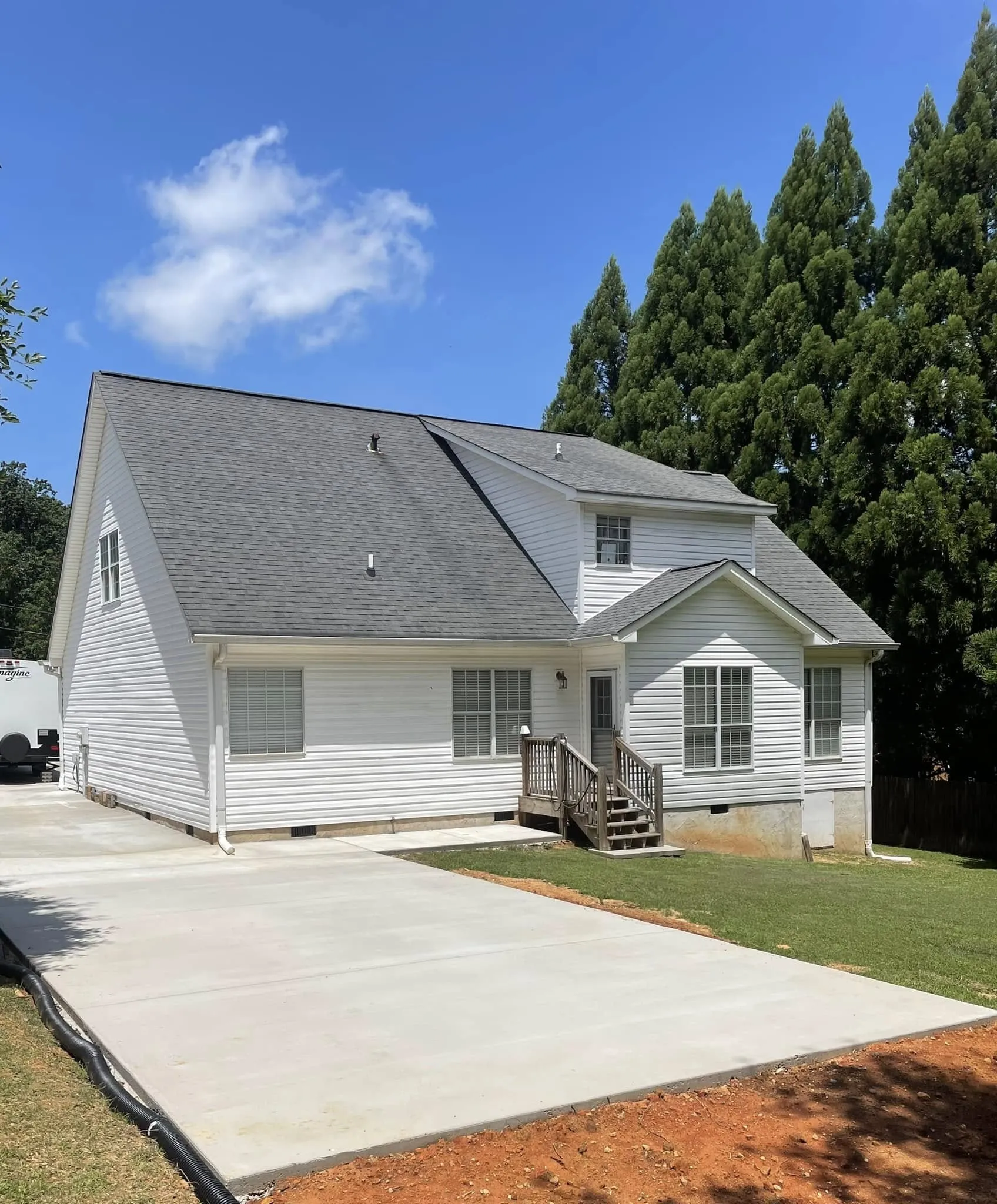 Newly poured and finished concrete driveway